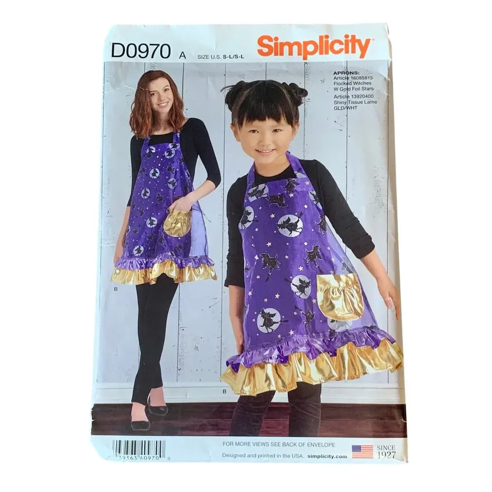 Simplicity Pattern D0970 Sizes S-L Childs & Misses Aprons & 18